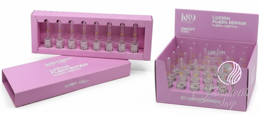 K89 Sweet Care Flash Repair – Expresné výživné ampulky pre poškodené vlasy