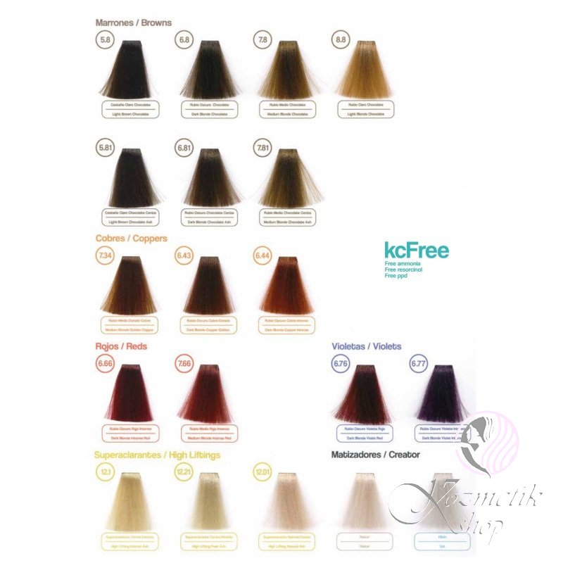 K89 KC Free profesionálna farba na vlasy bez amoniaku 60 ml - Farba: 6.8 Dark Blonde Chocolate - Tmavá blond čokoládová