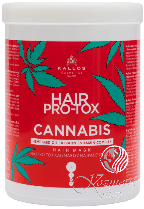 Kallos Hair PRO-TOX CANNABIS maska na vlasy s konopným olejom a keratínom 1000 ml