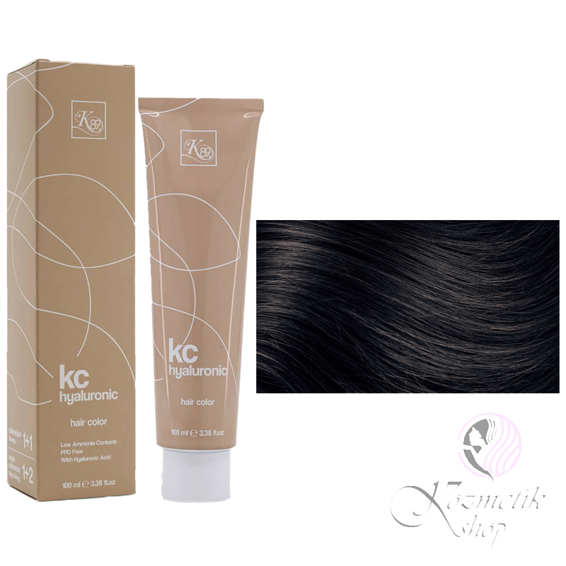 K89 KC Hyaluronic farba na vlasy 100ml - Farba: 1.0 Čierna - Natural Black
