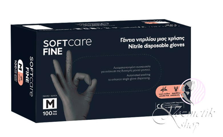 Nitrilové rukavice Soft Care FINE BLACK 100 ks - Veľkosť: M