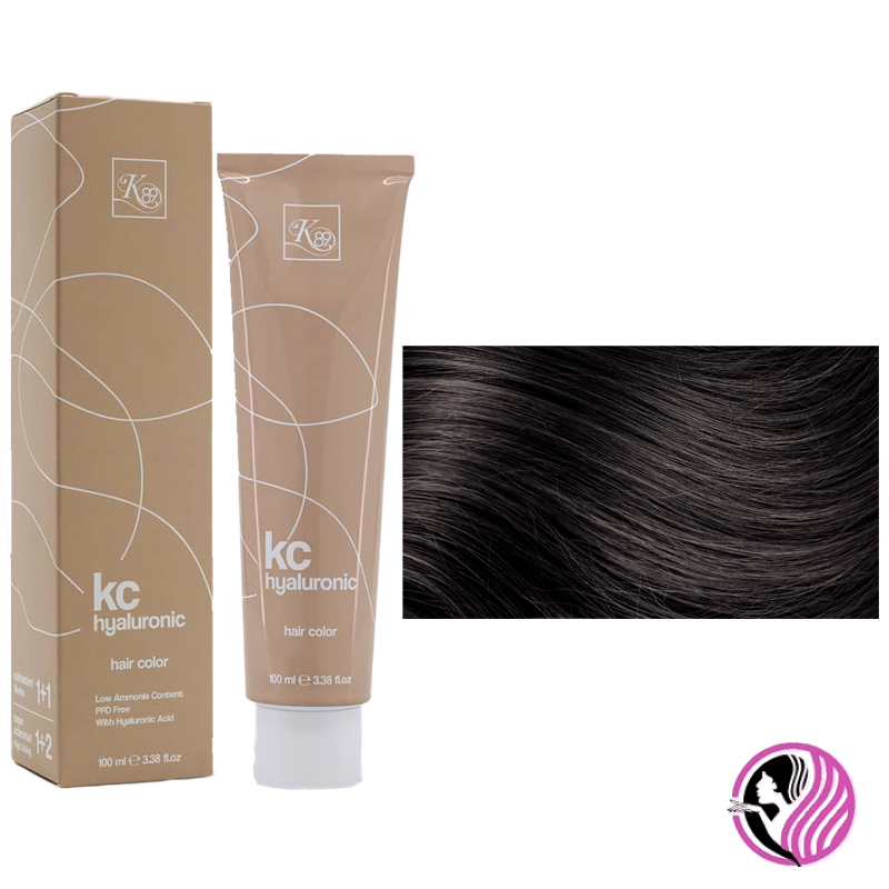 K89 KC Hyaluronic farba na vlasy 100ml - Farba: 4.0 Stredne hnedá - Natural Medium Brown
