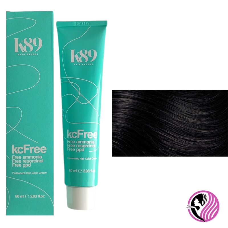 K89 KC Free farba na vlasy - Farba: 1.0 Black - Čierna